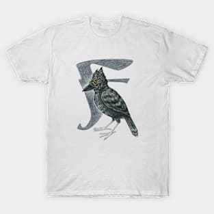 Avian Alphabet F - Undulated antshrike T-Shirt